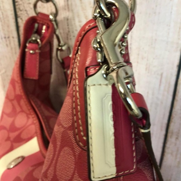 Coach Leather Trim Monogram Hobo Pink  Body Bag - Picture 3 of 8